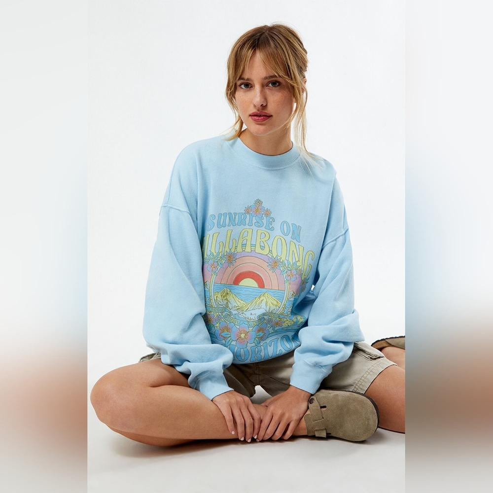 NWT Billabong Ride In Oversized Crewneck Sweatshirt M